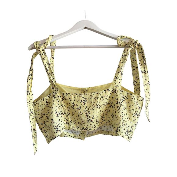 Nicholas NWT Wylda Linen Tie Strap Crop Top in Charlsbury Olympic - Picture 4 of 11